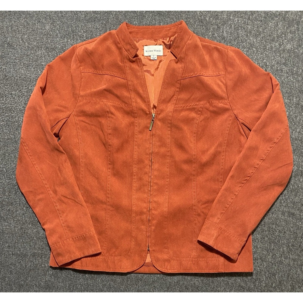 STUDIO WORKS WOMENS BLAZER 1ZIP LONG SLEEVE RUST SIZE 8